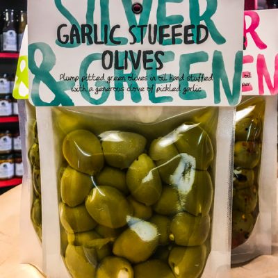 Silver and Green Garlic Stuffed Olives