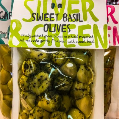 Silver and Green Sweet Basil Olives